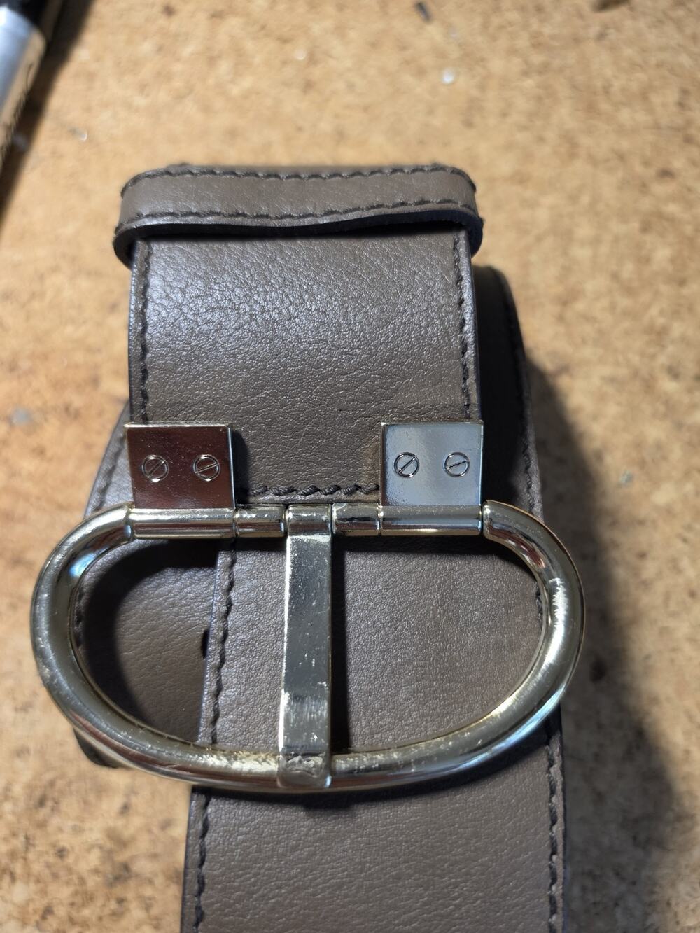 Banana Republic Wide Italian Leather Belt 2.25" Brown Brass Buckle Womens S